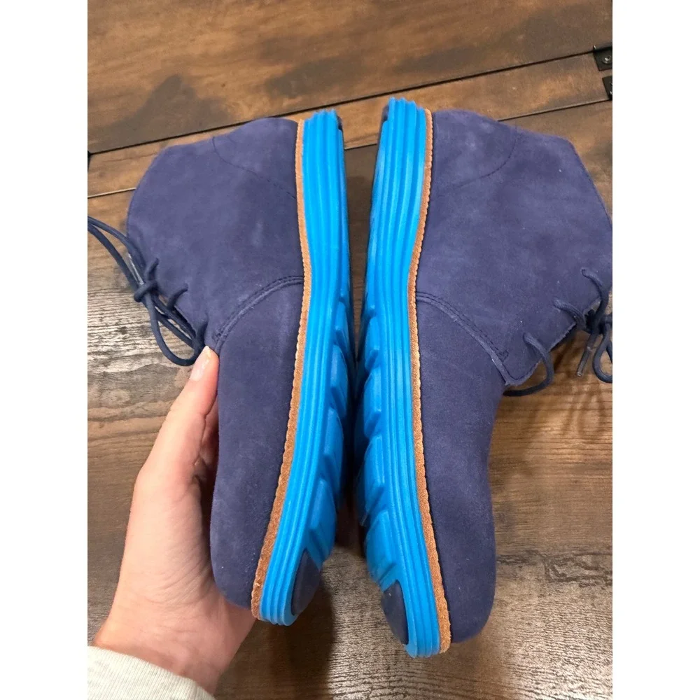 Cole Haan LunarGrand Chukka Boots Mens 10.5 Blue Suede C13627 Desert Preppy